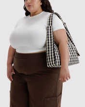 Load image into Gallery viewer, Nylon Shoulder Bag - Black and Cream Gingham
