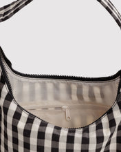 Load image into Gallery viewer, Nylon Shoulder Bag - Black and Cream Gingham
