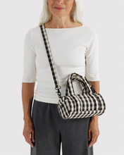 Load image into Gallery viewer, Small Nylon Duffle Bag - Black and Cream Gingham
