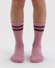 Load image into Gallery viewer, Ribbed Sock - Wild Plum Stripe
