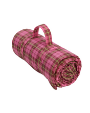 Load image into Gallery viewer, Puffy Picnic Blanket - Azalea Pink Tartan
