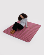 Load image into Gallery viewer, Puffy Picnic Blanket - Azalea Pink Tartan
